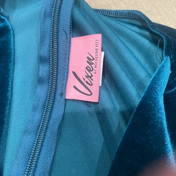 TEAL VELVET VIXEN BY MICHELINE PITT SWING DRESS 2XL - Picture 8 of 8